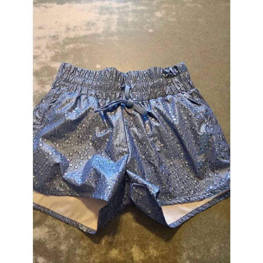 Zyia Blued Steel Bubbles Hi-Rise Bomber Shorts Size Medium